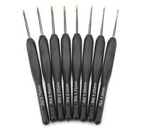 Juego de ganchos de ganchillo de 8 piezas, ganchos de ganchillo de aluminio con mango suave negro Agujas de tejer de suéter de tamaño pequeño Accesorio de costura artesanal de bricolaje (1-2.75 mm)