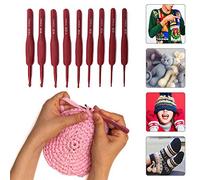 Juego de ganchos de ganchillo de 9 piezas, agujas de tejer con mango de plástico para manos artríticas, juego de hilos de tejido de agujas de ganchillo