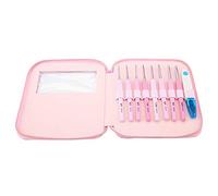 Juego de ganchos de ganchillo de color degradado de 9 piezas, kit de agujas de tejer lisas de 2.5 mm-6 mm, manijas ergonómicas de agarre suave, juego de hilo de tejido de agujas de punto largo