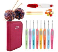 Juego de ganchos de ganchillo ergonómicos, para tejer con estuche de almacenamiento, juego de accesorios de ganchillo, para entusiastas de los aficionados, mujeres, hombres, idea de regalo