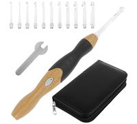 Juego de ganchos de ganchillo iluminados, agujas de ganchillo portátiles, ajustables, con 11 agujas de ganchillo intercambiables de diferentes tamaños, accesorios de ganchillo recargables para