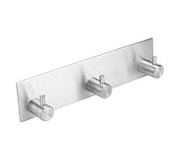 Juego de Ganchos de Pared de Acero Inoxidable para Colgar Toallas, Ropa, Sombreros en el Baño, Cocina, Diseño Adhesivo Duradero, 1 Pieza (Gancho recto-tres ganchos)