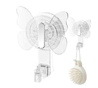 Juego de ganchos de succión reutilizables - Soporte de pared de mariposa al vacío, mango de 7,6 cm para un agarre seguro, cuerpo de silicona flexible, gancho de forma decorativa, solución de