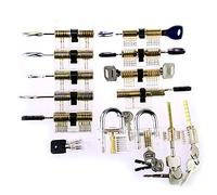 Juego De GanzúAs,Candado Transparente, 14 PCS Cerraduras de práctica transparentes Herramientas de cerrajería profesional con 9pcs Lock Pick Set como regalo para herramientas de práctica