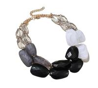 Juego de gargantilla de cuentas multicapa, collares coloridos con colgante corto para mujer, accesorios de verano, talla única, Plástico, Ágata