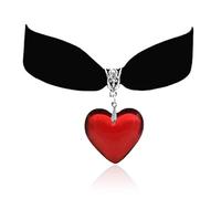 Juego de gargantilla negra con dije de corazón, collar de corazón rojo, para Halloween, vampiro, sangre, joyería de Halloween, Esmalte, No es una piedra preciosa