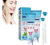 Juego de gel limpiador de lengua, raspador de lengua, juego de gel limpiador lingual con cepillo de higiene bucal, kit de limpieza lingual para un aliento fresco (2)