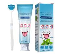 Juego de gel lingual médico limpiador lingual - combate los revestimientos bacterianos de la lengua, combate eficazmente el mal aliento y aliento fresco, raspador de tongue para limpiar la lengua