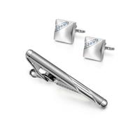 Juego de gemelos con clip de corbata para hombre, diseño de diamantes azules, broche de corbata para banquete, camisa, gemelos decorativos, talla única, Metal, No es una piedra preciosa