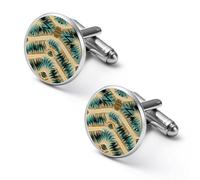Juego de gemelos de moda con estampado azteca para hombre, camisas clásicas, para bodas, negocios, 2.0cm, Metal, No es una piedra preciosa