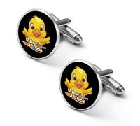 Juego de gemelos de moda divertidos para hombre, diseño con texto en inglés "I Don't Give A Duck" para camisas clásicas para bodas y negocios, 1.7cm, Metal, No es una piedra preciosa