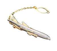 Juego de gemelos y clip de corbata en forma de avión para hombre, accesorios chapados en oro, juego de regalo de boda, talla única, Madera de agar, No es una piedra preciosa