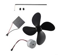 Juego de generador de motor de ventilador de chimenea alimentado por calor, piezas de repuesto de metal para estufa, accesorios de horno para una fácil instalación, kit de 4 hojas, negro