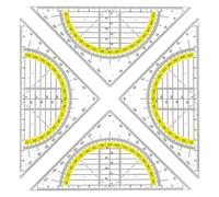 Juego de geometría cuadrada integrada de 180 grados, regla de dibujo, herramienta de medición de ángulos para dibujo arquitectónico, herramienta de dibujo técnico con escalas