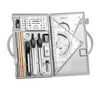 Juego de geometría, juego de brújula geométrica, 16 x kit de geometría matemática, herramientas de dibujo con caja de almacenamiento, dibujo de suministros para artistas, estudiantes, profesores