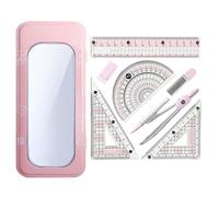 Juego de geometría - Kit de regla de brújula, herramienta triangular transportadora, juego de instrumentos de dibujo matemático, herramientas de aula para preparación de exámenes, proyectos de dibujo