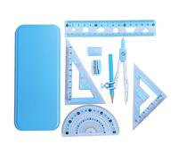 Juego de geometría matemática y protractor, instrumentos de medición completos, herramientas de geometría con de almacenamiento irrompible, brújula de precisión, plantillas de predicción