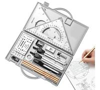 Juego de geometría para estudiantes, brújula, kit de geometría matemática, 16 unidades, herramientas de diseño con caja de almacenamiento para artistas, estudiantes, profesores, arquitectos