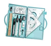 Juego de geometría para estudiantes, juego de brújula - Herramienta de precisión de geometría 16x - Escritura de herramientas con caja de almacenamiento, suministros de dibujo gráficos para ingenieros