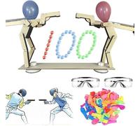 Juego de Globo de títeres de Tiro de Madera Hechos a Mano,Bots de Batalla, Golpear un Juego de Partido de Tiro de Objetivo de Globo,Batalla de Hombre de bambú de Globos,1PCS