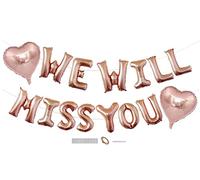 Juego de globos con texto en inglés "We Will Miss You" con texto en alemán "We will Miss You" - Banner- - Decoración de despedida para fiestas de despedida, jubilación, fiesta, oficina, trabajo,