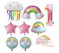 Juego De Globos De 1 Pieza Para 1 Año, Bandera De 1 Pieza, Decoraciones De Cumpleaños, Decoraciones De Fiesta De Primer Cumpleaños, Globos De Arco Iris, Decoración De Fiesta De Arco Iris
