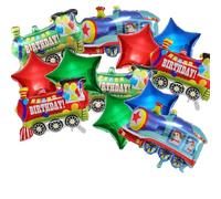 Juego de globos de estrella de tren de feliz cumpleaños, 12 piezas, regalo de cumpleaños, decoración de fiesta para niños, globos de aluminio de estrella de tren, suministros de fiesta