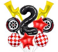 Juego de globos de feliz cumpleaños para niños de 2 años, decoraciones de fiesta de 2 años, temática de carreras, globos de aluminio de 40 pulgadas, suministros de decoración de fiesta de cumpleaños
