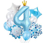Juego de globos de feliz cumpleaños para niños de 4 años, decoración de fiesta de 4 años, tema de copo de nieve, globo de aluminio y látex de 40 pulgadas, suministros de decoración de fiesta de