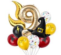 Juego de globos de feliz cumpleaños para niños de noveno año, decoraciones de fiesta de 9 años, temática mágica, globo de aluminio y látex de 32 pulgadas, suministros de decoración de fiesta de