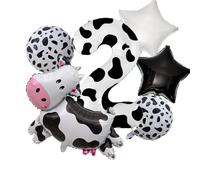 Juego de globos de fiesta con estampado de vaca, globos de aluminio de estrella en blanco y negro, 18-40 pulgadas, decoraciones de cumpleaños temáticas de animales de granja con globo de Mylar en