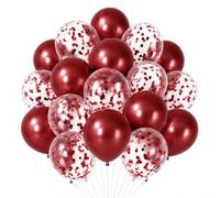 Juego de globos de látex con confeti en tonos rojo vino y burdeos | 42 globos de cumpleaños color rojo vino,Globos para bodas, para decoraciones de cumpleaños y bodas en tono burdeos