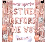 Juego de globos Last Meow Before the Vow, decoración de despedida de soltera con temática de gato, cortina de lámina de oro rosa, banda para despedida de soltera, compromiso, suministros para