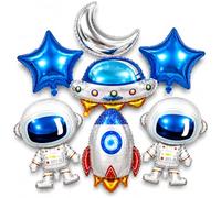 Juego de globos para decoración de cumpleaños espacial, astronauta jumbo, cohete, globo ovni, luna y estrella, suministros para fiesta de cumpleaños del espacio exterior para niños, temática de