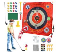 Juego de Golf para Chipping,Alfombrilla de Entrenamiento Kit de Golf de Aproximación - Accesorio de Entrenamiento Deportivo 4 en 1 para Práctica Familiar Adulto Niño Adolescente en Jardín