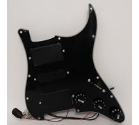 Juego de golpeador cargado precableado HSH para guitarra Fender Strat compatible con el sistema Humbucker activo estilo EMG, pastillas estilo 81/85, kit de guitarra mejorado sin soldadura (negro)