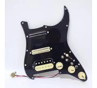 Juego de golpeador precableado para guitarra, bobina Splittin SSH Alnico 5 pastillas Humbucker para Fender USA/México Stratocaster piezas de repuesto (negro)