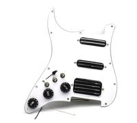 Juego de golpeadores de guitarra eléctrica SSH Coil Splitting Pickups Guitar Pickguard 2 Mini Humbucker con pastilla de bobina de alta salida cargada precableada (blanco bk)