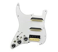 Juego de golpeadores de guitarra eléctrica ST Guitarra SSH-Coil Splitting precableado, dos mini Humbucker + un Humbucker (9K/9K/15K) (WH con salida de 3.5)