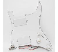 Juego de golpeadores de guitarra precableados para Fender Strat, compatible con el sistema Humbucker Active estilo EMG, cableado sin soldadura, cerámica de alta salida y pastillas Alnico V (blanco)