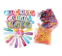 Juego de gomas para el pelo, coloridas y bonitas, con pinzas para el pelo, multicolor, para niñas y mujeres, 500 unidades