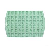Juego de gomitas de silicona para hacer chocolate y hielo, herramienta para hornear con formas de animales de frutas para panaderos caseros, 23 x 15 cm, grado alimenticio (verde) (A)
