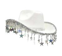 Juego de gorras de para fiestas, Western Cowboy Hat, 12,99 x 11,81 in Glittering Headgear, Five Pointed Star Tassels, Women's Fashion for Masquerade Event, Costume Accessory, Stylish Headgear