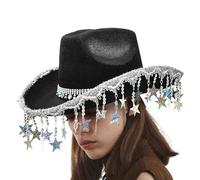 Juego de gorras de para fiestas, Western Cowboy Hat, 12,99 x 11,81 in Glittering Headgear, Five Pointed Star Tassels, Women's Fashion for Masquerade Event, Costume Accessory, Stylish Headgear