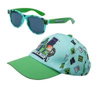Juego de gorras y lentes de sol con estampado de Minecraft, correa ajustable de algodón, accesorios de verano, 100% protección UV, lentes polarizados de color medio