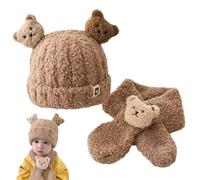 Juego de gorro de bebé recién nacido, gorro de invierno para bebé, gorro con pompón de oso, gorro cálido para bebé, gorro de bebé para bebés de 0 a 24 meses, marrón, 30-50