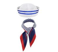 Juego de gorro de marinero con bufanda cuadrada Popeye sombrero uniforme sombreros de velero accesorios de disfraz disfraz disfraz de carnaval accesorio de marinero para niños y adultos