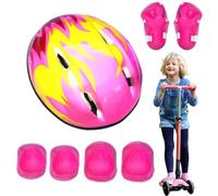 Juego de gorro de seguridad para niños - Juego de 7 piezas de equipo de protección, incluye casco, rodilleras, coderas, muñequeras para patineta, ciclismo, patinaje, actividades deportivas al aire
