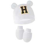Juego de gorros y manoplas de bebé de algodón cómodo para recién nacidos con guantes de prevención de arañazos para recién nacidos de 0 a 2 meses, Letra H, Talla única