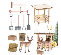 Juego de granja genérico de juguetes - Herramientas de juego de rol de madera con gnomos y | Set completo con animales de granja para | para adultos casa de cumpleaños